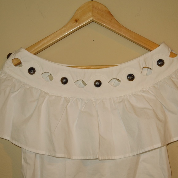J. Crew White Ruffles Buttons Blouse  XXXS  *NWT* - Picture 2 of 5
